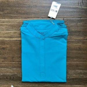 FIGS Zamora pants and Rafaela top scrubs in teal